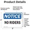 Signmission No Riders, 5 in W x Rectangle, Vinyl Decal OS-2PACK-NS-D-35-L-14781 - alternate 5